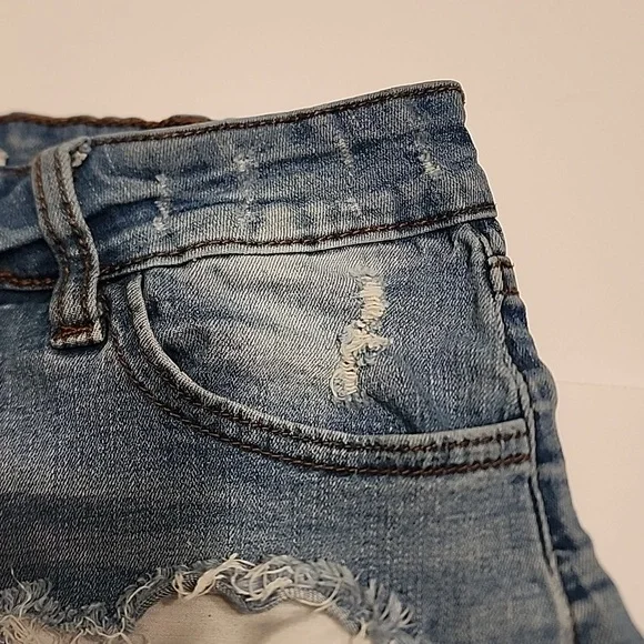 KANCAN DENIM BLUE JEAN SHORTS Size W5 26  5 Pockets 3 Front Pockets Perfect - Picture 6 of 7